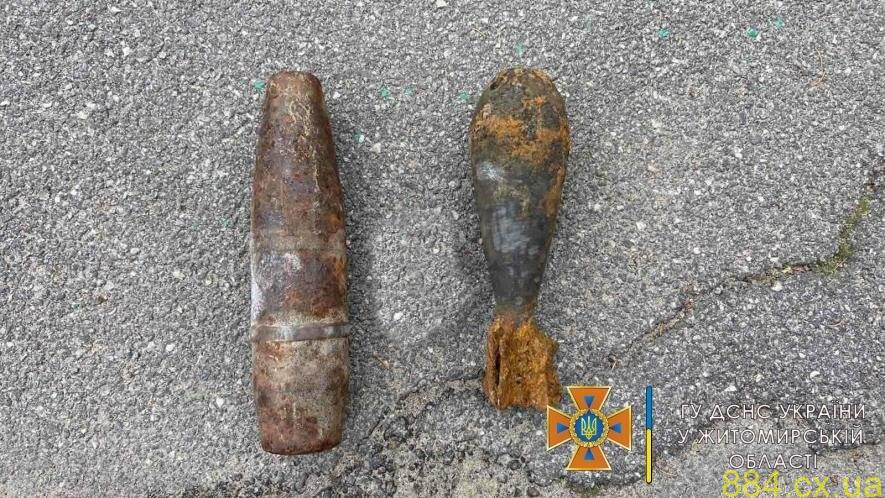 На Житомирщині чоловік металошукачем знайшов артснаряд та мінометну міну