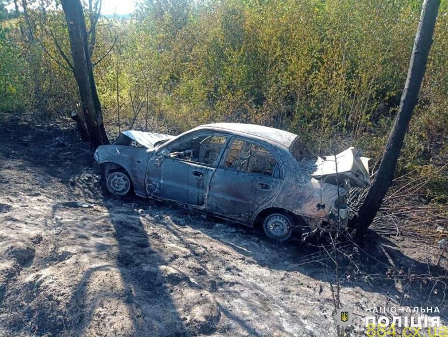 Автівка перекинулась та загорілась: поліцейські розслідують обставини ДТП на Звягельщині